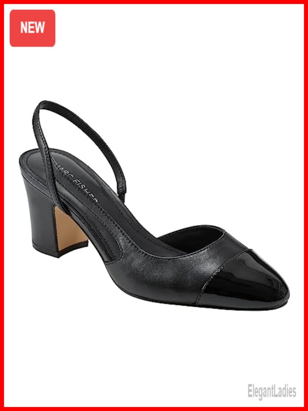 Marc Fisher Laynie Slingback Block Heel Pumps Round Toe Casual